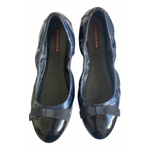 Pre-owned Prada Patent Leather Ballet Flats In Blue