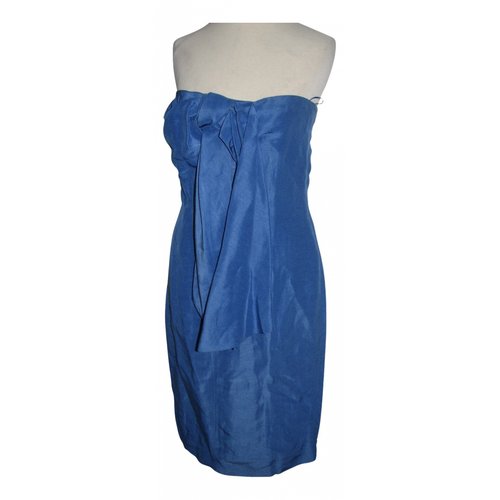 Pre-owned Hugo Boss Linen Mid-length Dress In Blue