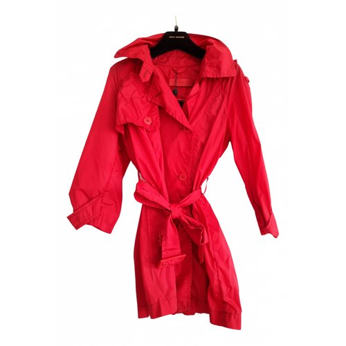Louis Vuitton - Authenticated Trench Coat - Cotton Red Leopard for Women, Very Good Condition