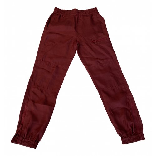 Pre-owned Bally Silk Trousers In Burgundy