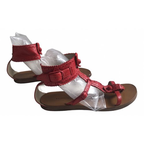 Pre-owned Balenciaga Leather Sandal In Red