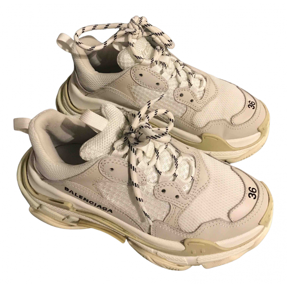 Pre-owned Balenciaga Triple S Cloth Trainers In White | ModeSens