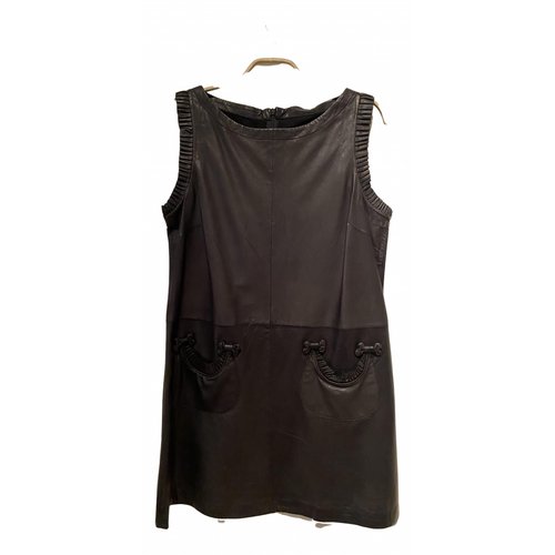 Pre-owned Manoush Leather Mini Dress In Black