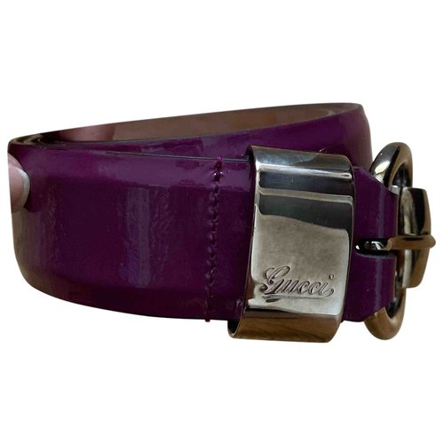 Pre-owned Gucci Patent Leather Belt In Purple