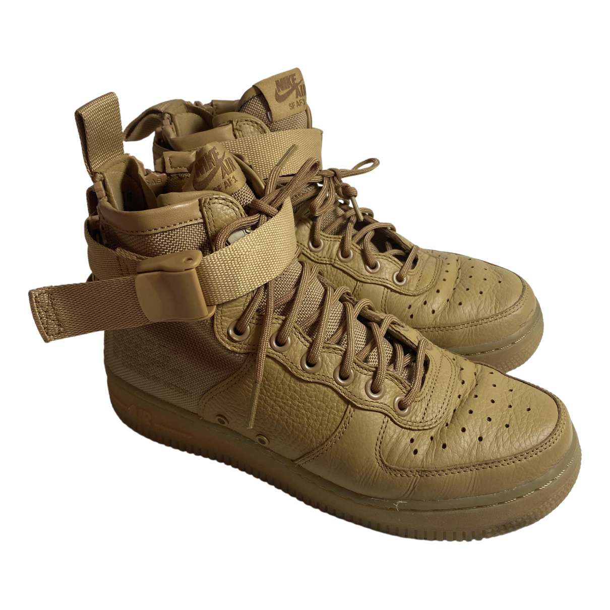 Pre-owned Nike Sf Air Force 1 Leather Trainers In Beige | ModeSens