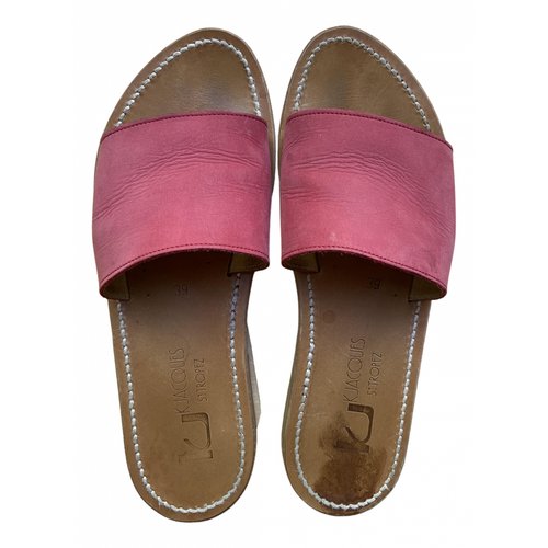 Pre-owned Kjacques Leather Sandals In Pink
