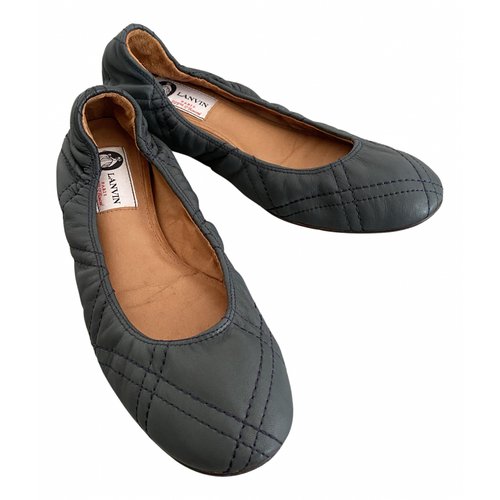 Pre-owned Lanvin Leather Ballet Flats In Navy