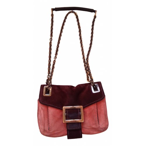 Pre-owned Roger Vivier Mini Sac Viv Sellier Leather Crossbody Bag In Burgundy