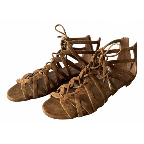 Pre-owned Aquazzura Leather Sandals In Brown