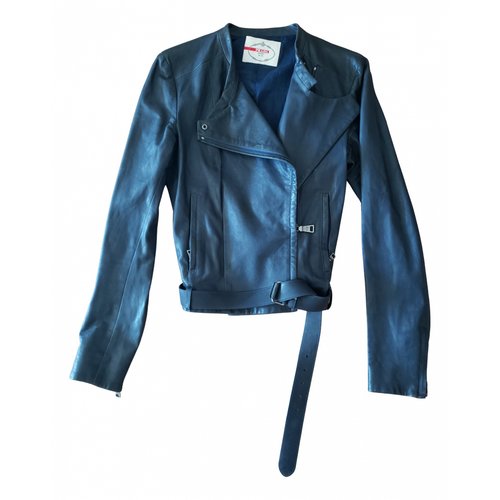 Pre-owned Prada Leather Jacket In Blue