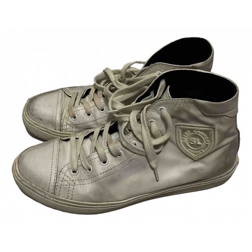 Pre-owned Saint Laurent Bedford Leather High Trainers In White