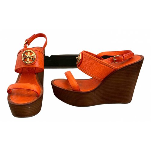 Pre-owned Tory Burch Leather Sandal In Orange