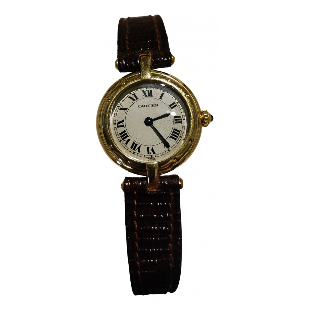 Pre-owned Cartier Panthã¨re Vendã´me Yellow Gold Watch In White | ModeSens