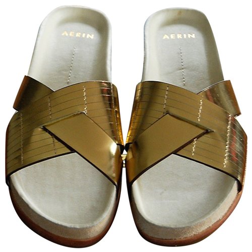 Pre-owned Aerin Leather Mules In Gold