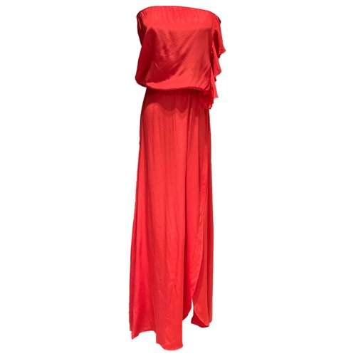 Pre-owned Karina Grimaldi Silk Maxi Dress In Red