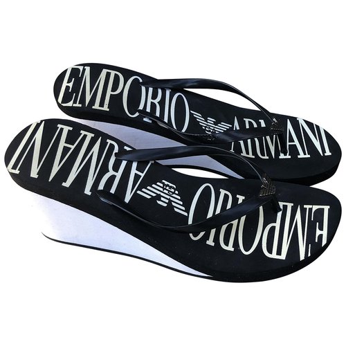 Pre-owned Emporio Armani Flip Flops In Black