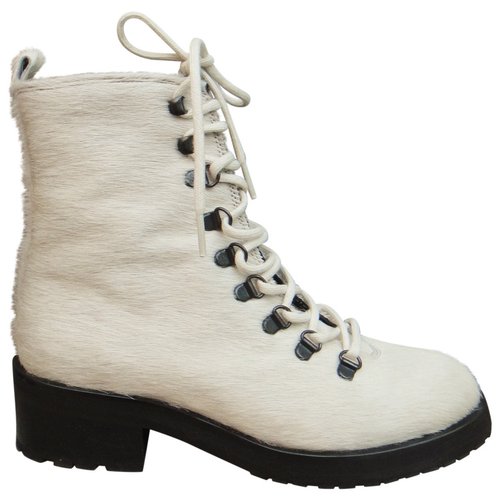 Pre-owned Royal Republiq Pony-style Calfskin Ankle Boots In White