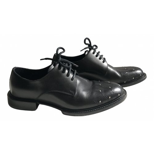 Pre-owned Versace Leather Lace Ups In Black