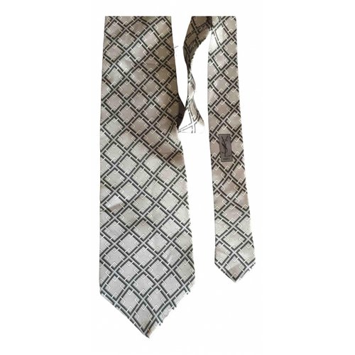 Pre-owned Saint Laurent Silk Tie In Grey
