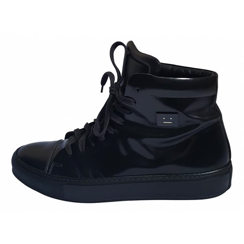 Pre-owned Acne Studios Leather High Trainers In Black