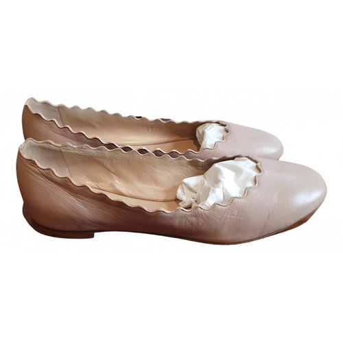 Pre-owned Chloé Lauren Leather Ballet Flats In Pink