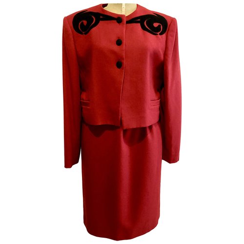 Pre-owned Versace Wool Skirt Suit In Red