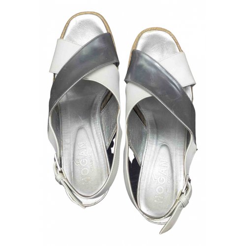 Pre-owned Hogan Leather Sandals In Silver