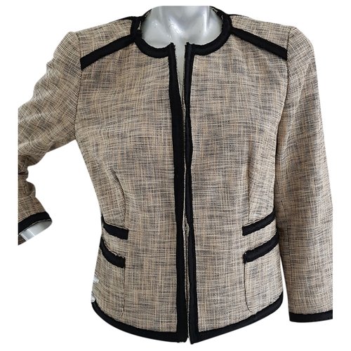 Pre-owned Marella Tweed Short Vest In Beige
