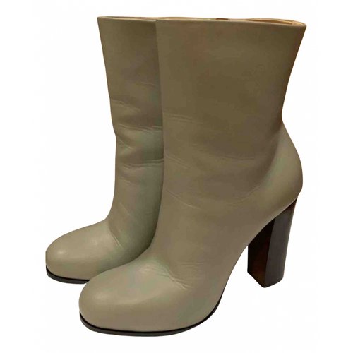 Pre-owned Celine Leather Ankle Boots In Grey