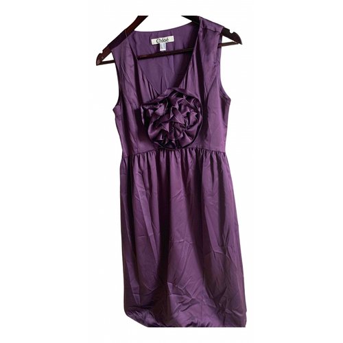 Pre-owned Chloé Silk Mid-length Dress In Purple
