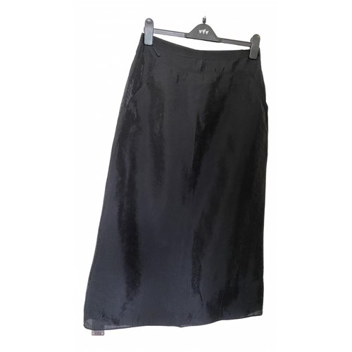 Pre-owned Dkny Linen Skirt In Black