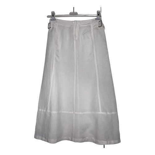 Pre-owned Mariella Rosati Linen Mid-length Skirt In White