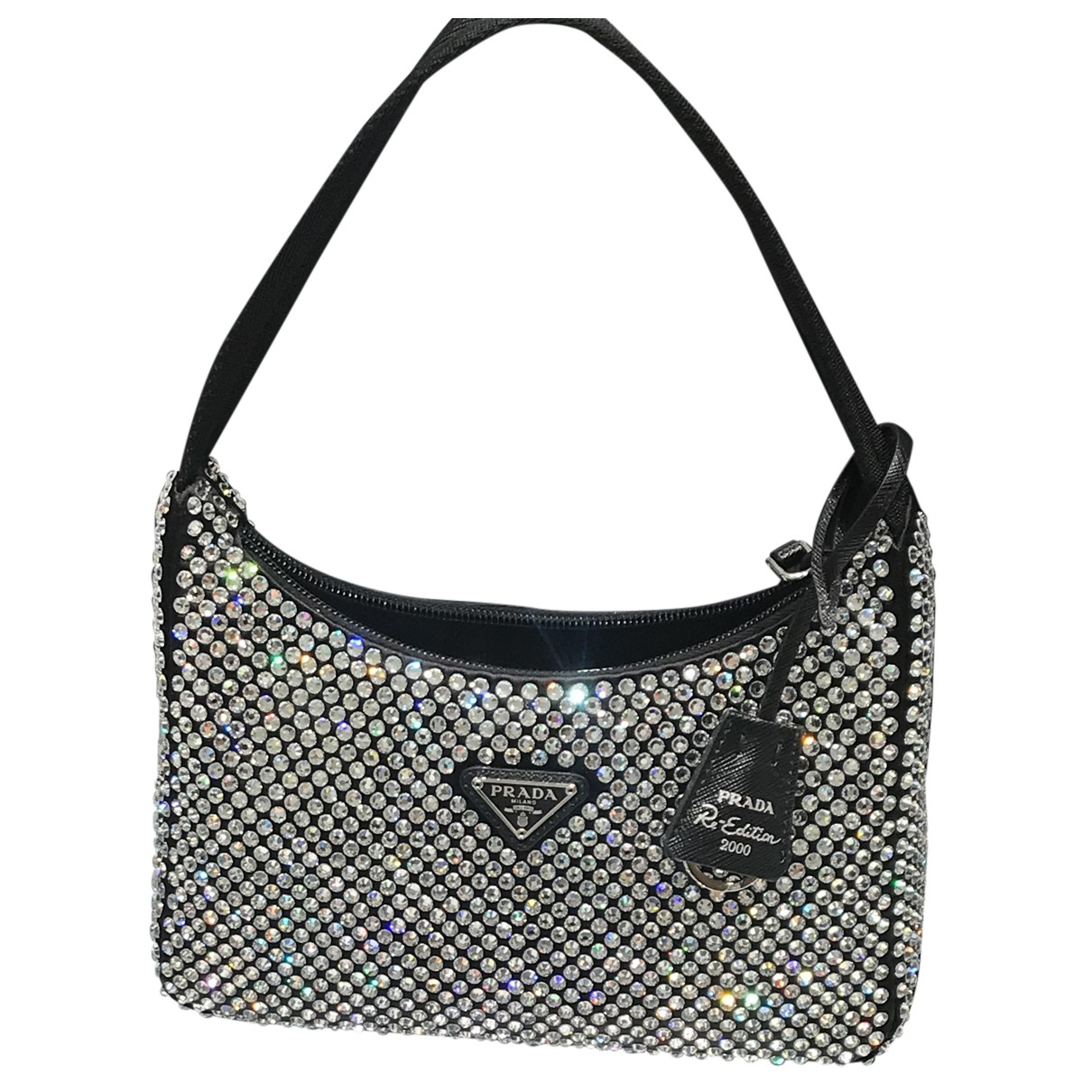 Pre-owned Prada Cleo Glitter Handbag In Silver | ModeSens