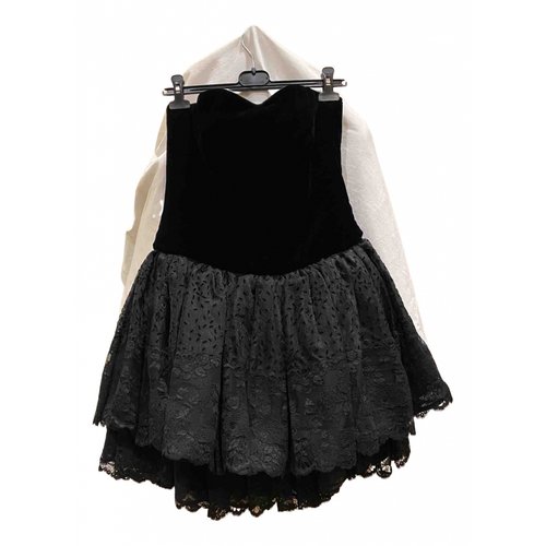 Pre-owned Valentino Velvet Mini Dress In Black