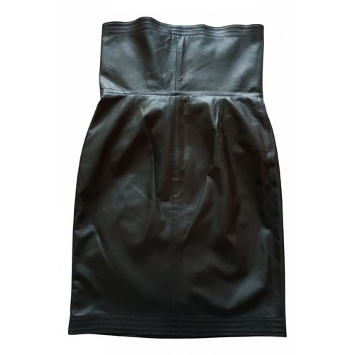 Pre-owned Versace Leather Mini Dress In Black