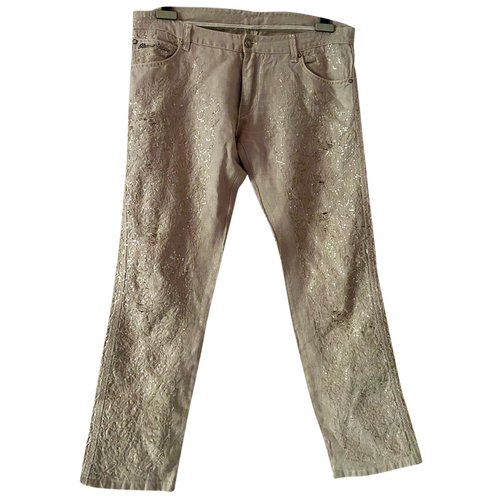 Pre-owned Ermanno Scervino Linen Straight Pants In Grey
