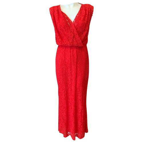 Pre-owned Carolina Herrera Lace Maxi Dress In Red | ModeSens