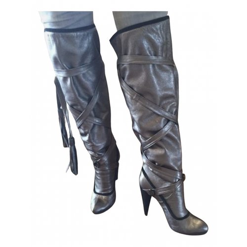 Pre-owned Galliano Leather Boots In Grey