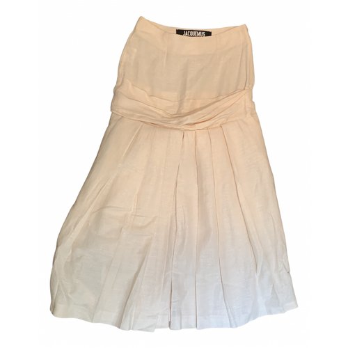 Pre-owned Jacquemus La Bomba Linen Maxi Skirt In Ecru