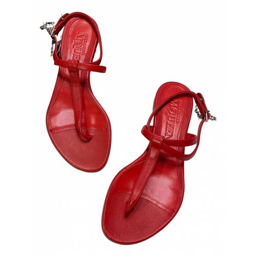 Pre-owned Alexander Mcqueen Leather Sandal In Red