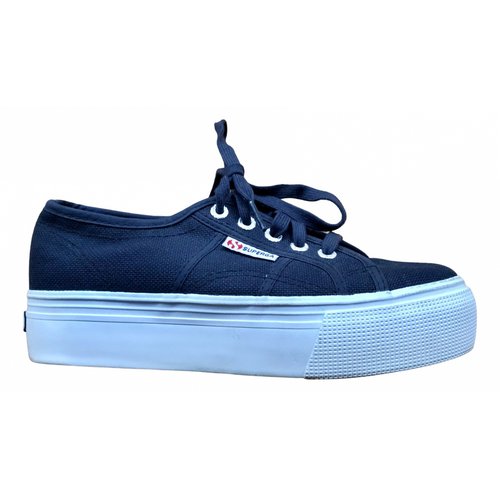 Pre-owned Superga Cloth Trainers In Navy
