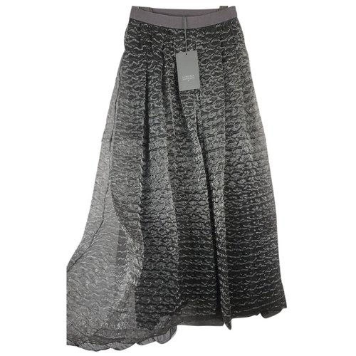 Pre-owned Lorena Antoniazzi Silk Maxi Skirt In Anthracite
