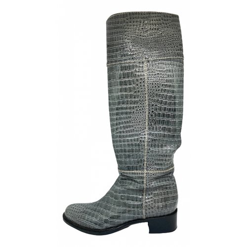 Pre-owned Casadei Leather Boots In Grey