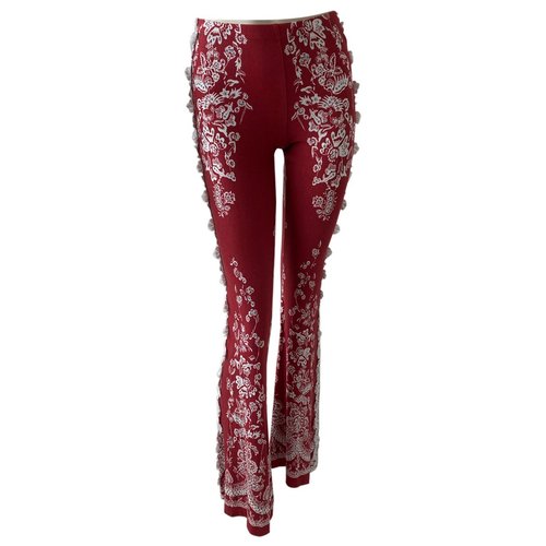 Pre-owned Black Coral Trousers In Burgundy