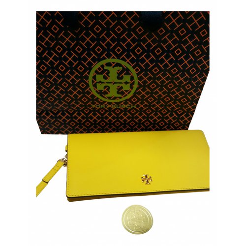 Pre-owned Tory Burch Leather Wallet In Yellow