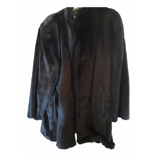 Pre-owned Magnanni Faux Fur Coat In Black