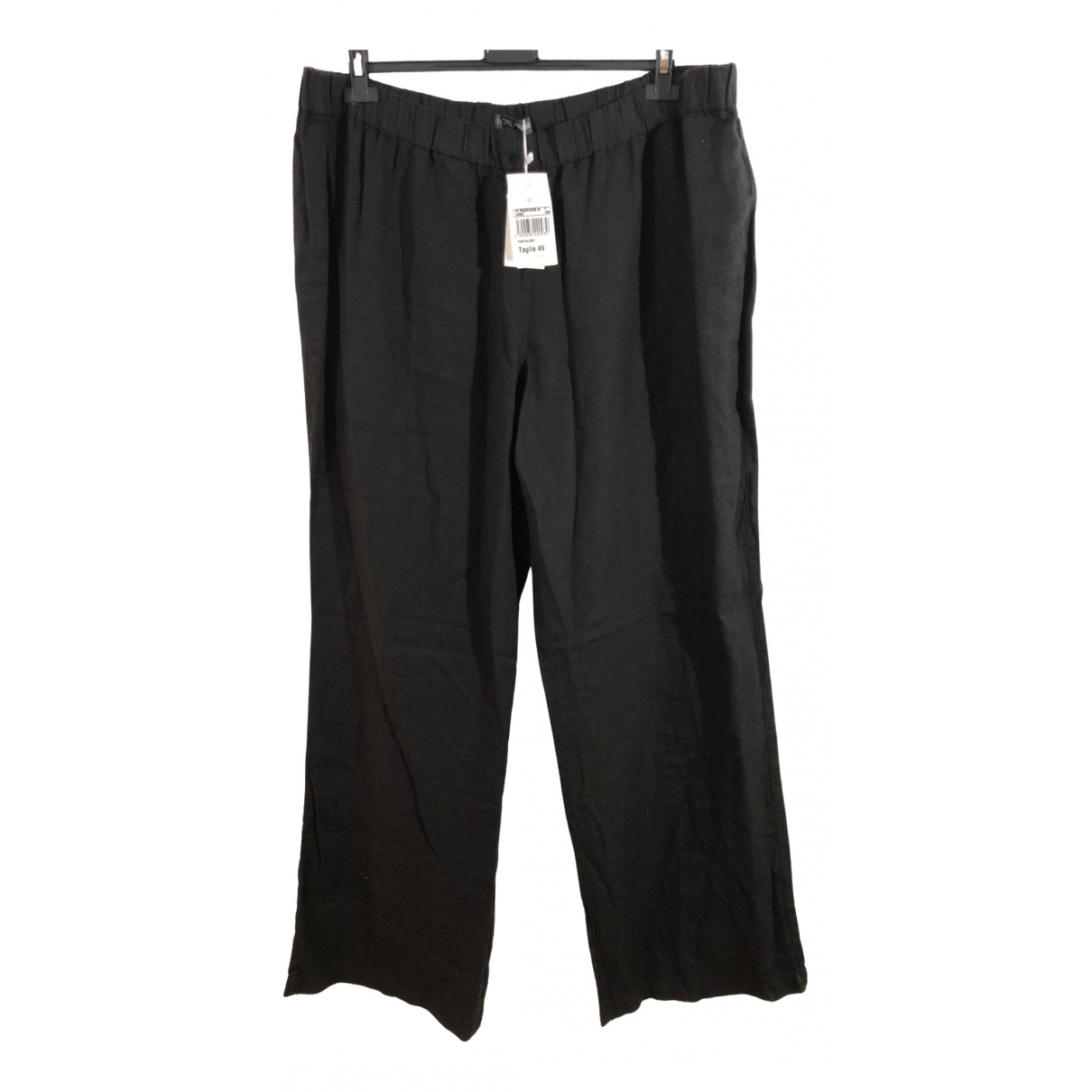 Pre-owned Fiorella Rubino Linen Trousers In Black | ModeSens