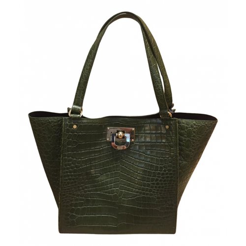 Pre-owned Dkny Leather Tote In Green