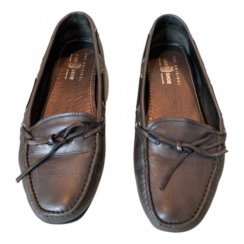 Pre-owned Carshoe Leather Flats In Anthracite