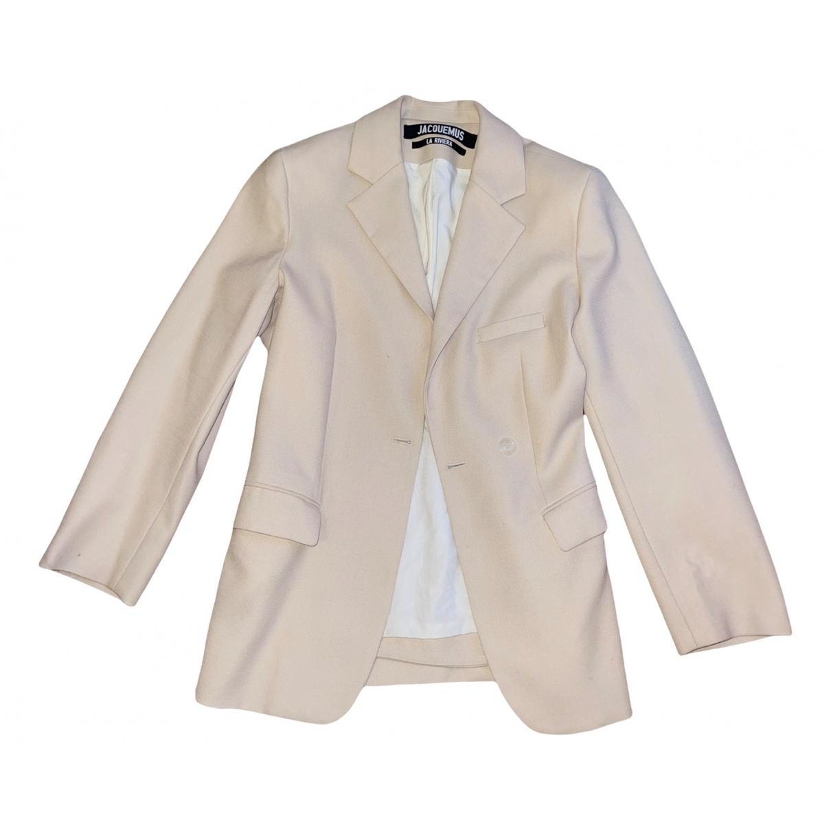 Pre-owned Jacquemus La Riviera Wool Blazer In Ecru | ModeSens